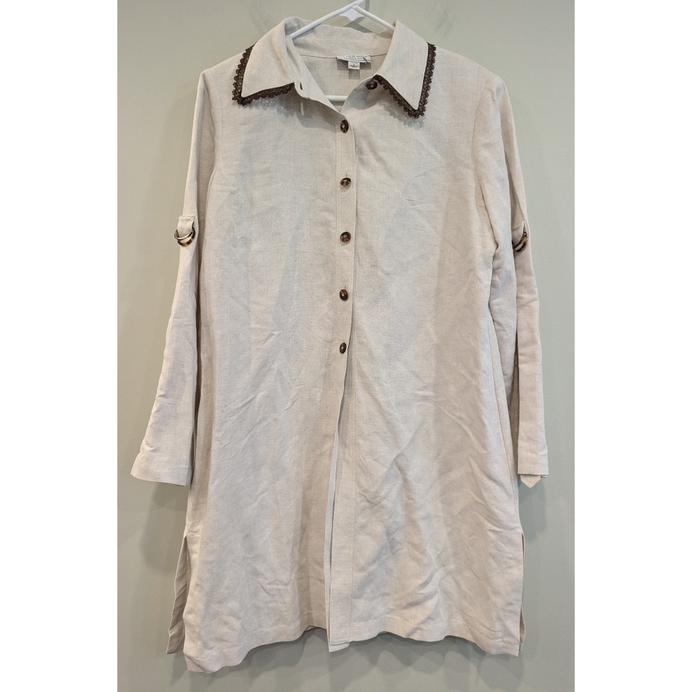 St. John Sport by Marie Gray Oatmeal Colored Linen Blend Blazer Jacket Large